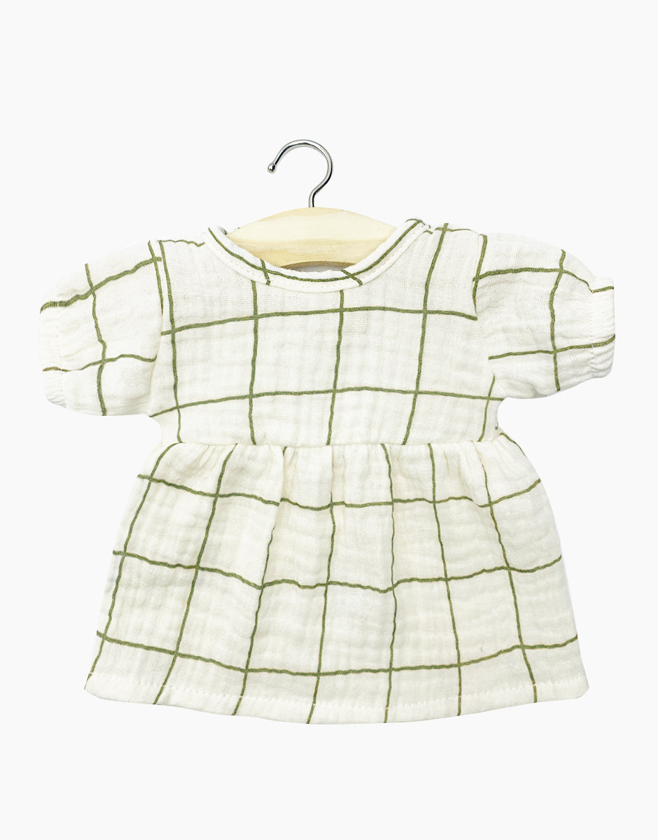Baby Doll Dress ''Grid, Ecru / Kaki''