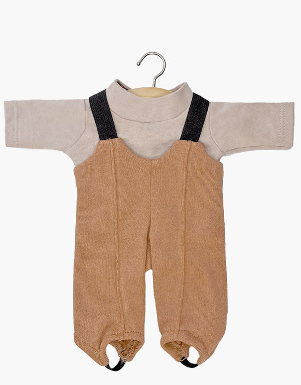 Doll Clothing ''Popeye linen/Cassonade fleece spindle set with straps'' 34 & 37cm