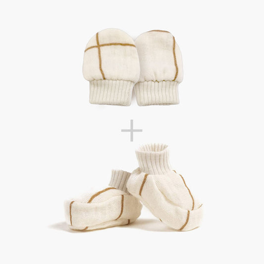 Baby Doll Mittens and Booties Set ''Carreaux Aldo''