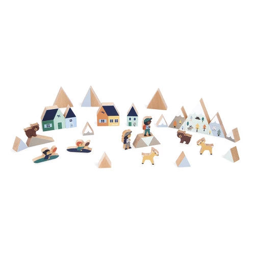 Wooden Blocks Set, Mountain Valley