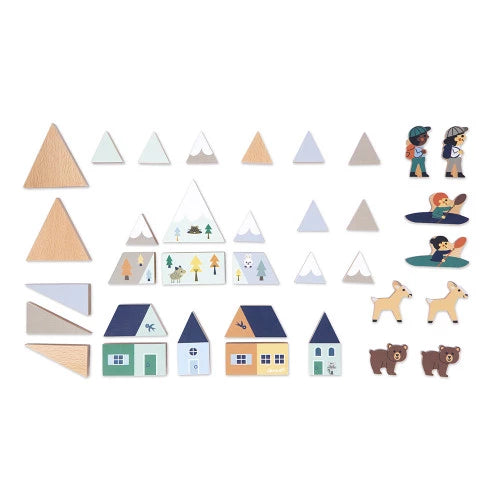 Wooden Blocks Set, Mountain Valley