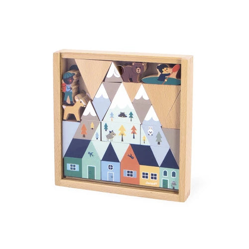 Wooden Blocks Set, Mountain Valley
