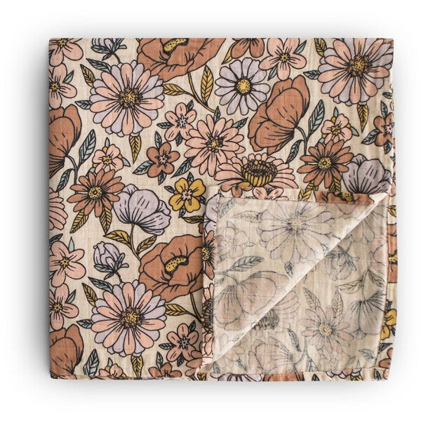 Swaddle Organic Muslin Cloth ''Retro Flowers''