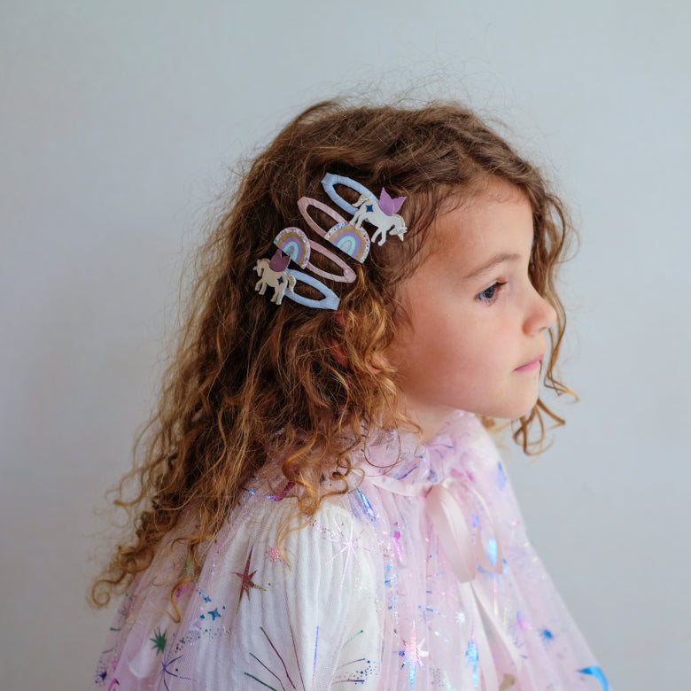 Hair Clips, Unicorn and Rainbow