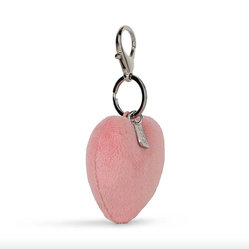 Smiley Fuzzy Pink Heart Keychain