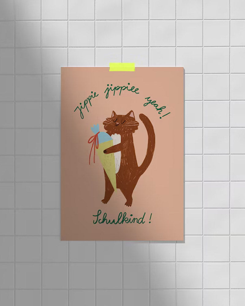 Schulkind Cat Postcard