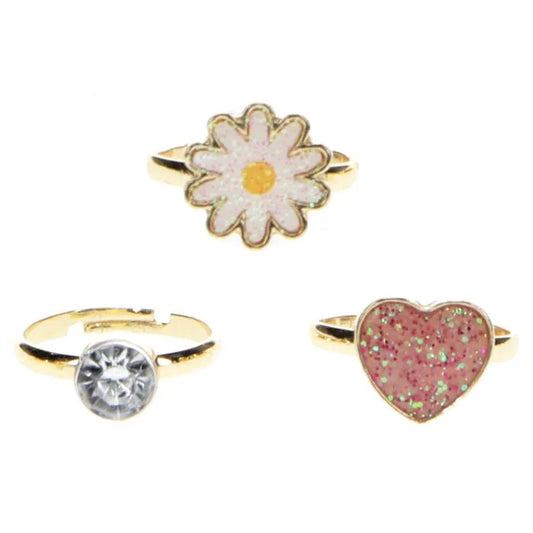 Glitzerringe, Set mit 3 Herzen