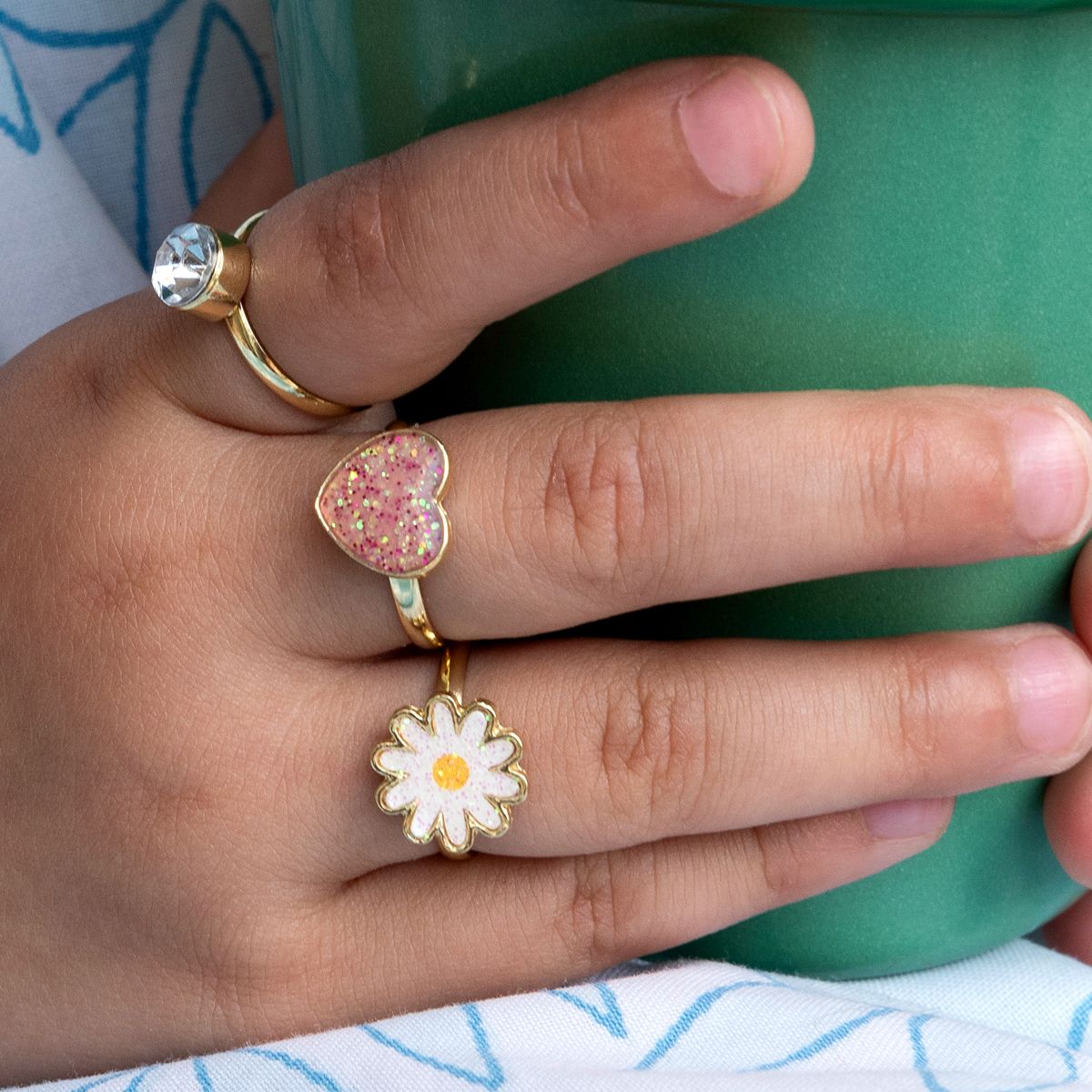 Glitter Rings, Set of 3 Heart