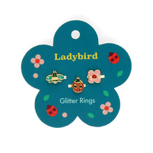 Lade das Bild in den Galerie-Viewer, Glitzerringe, 3er-Set Marienkäfer
