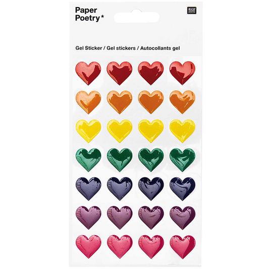 Gelaufkleber große Herzen „Regenbogenfarben“