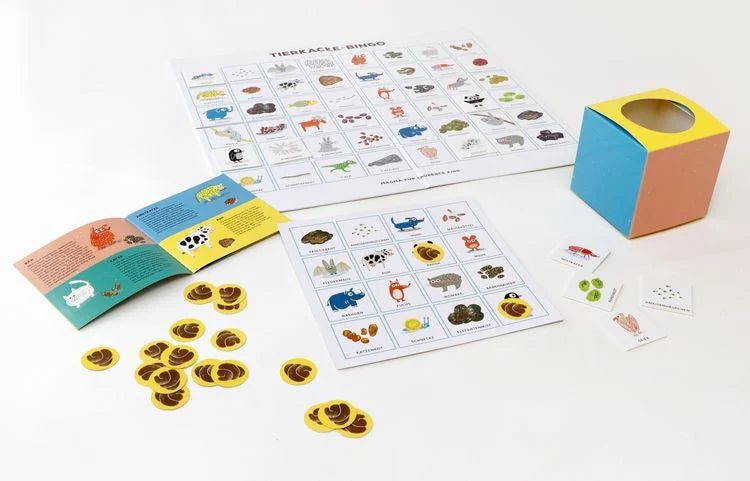 „Tierkacke-Bingo“-Spiel, deutsche Sprache