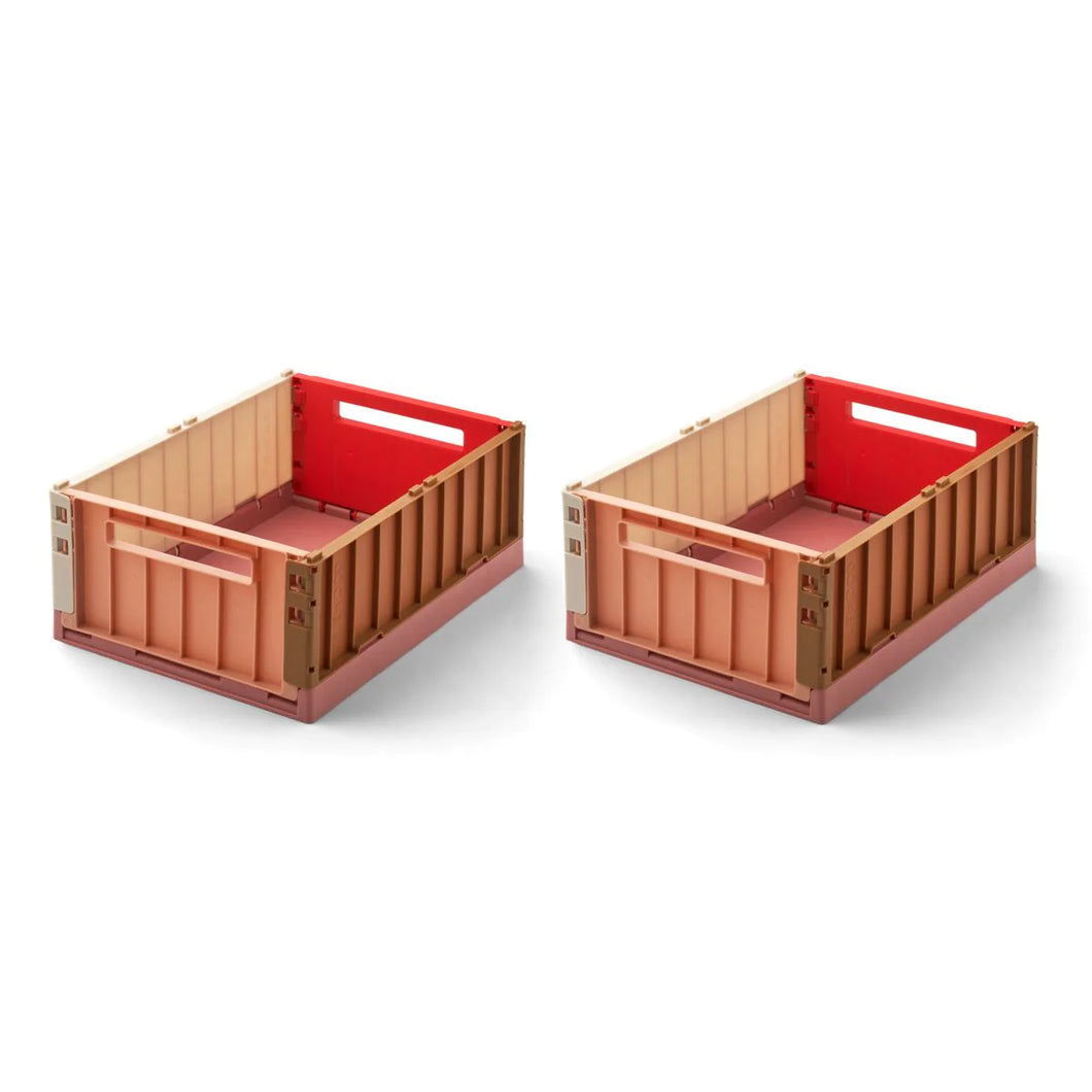 Weston Storage Box, 2 Pack, Medium ''Raspberry Multi Mix''