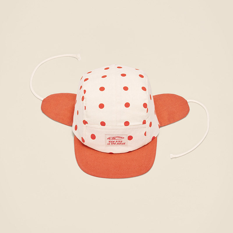 5 Panel Cap with Ears ''Wolly Polka Red''