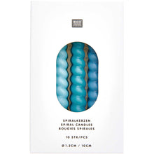 Lade das Bild in den Galerie-Viewer, Spiralkerzen &#39;&#39;Smokey Blue Mix&#39;&#39;, 10er-Set
