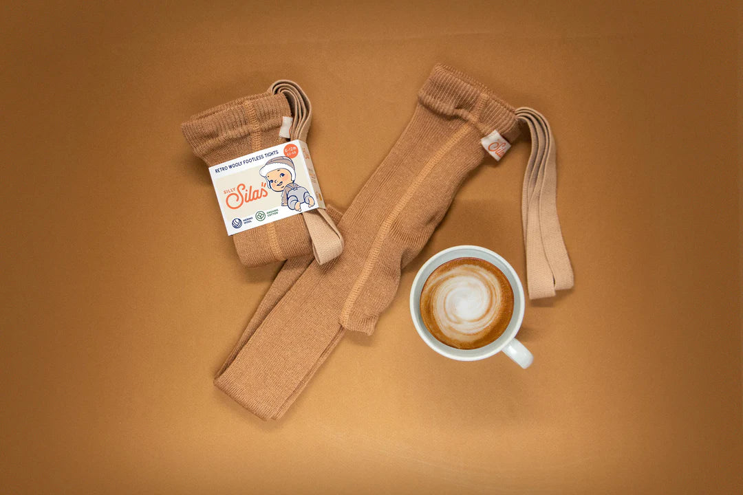 Wollige Strumpfhose ohne Fuß ''Cappuccino Brown''