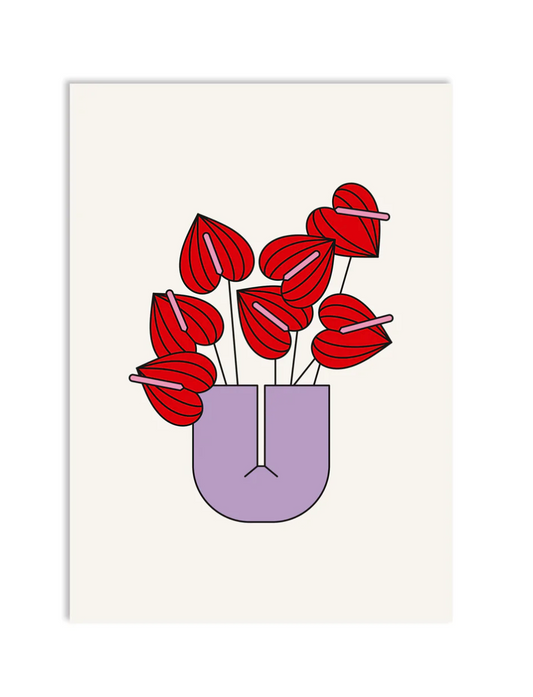 "Flamingo-Blumen"-Postkarte