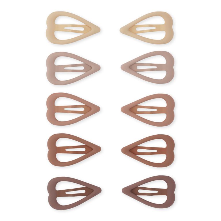Mini-Haarspangen ''Hearts, Rosie Shades'', 10er Pack