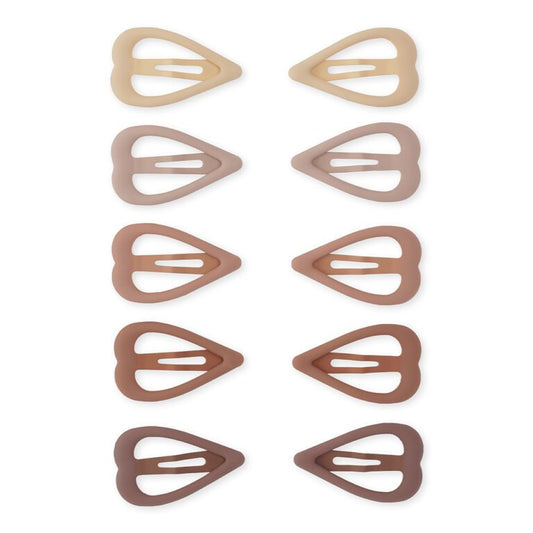Mini Hair Clips ''Hearts, Rosie Shades'', 10 pack