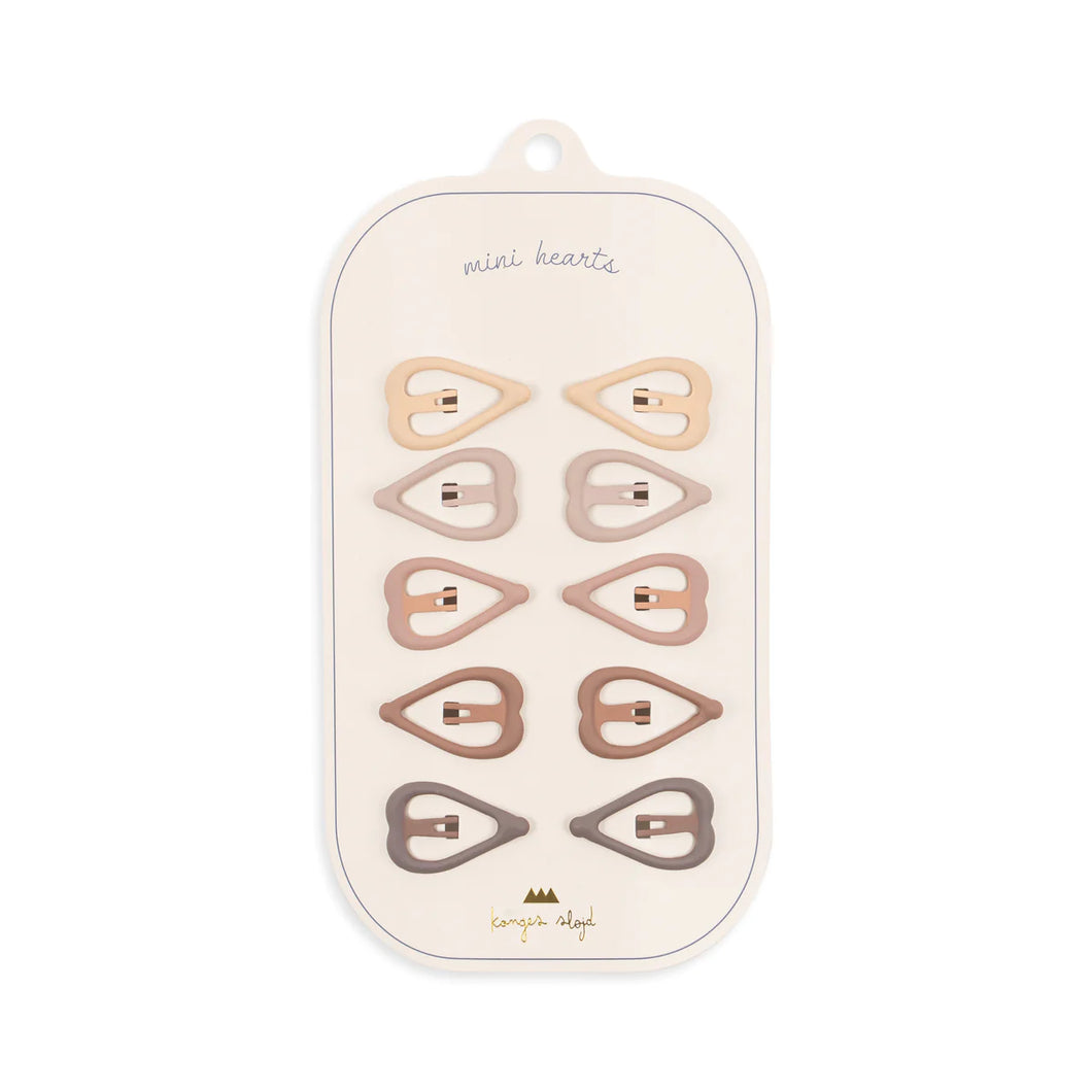 Mini Hair Clips ''Hearts, Rosie Shades'', 10 pack