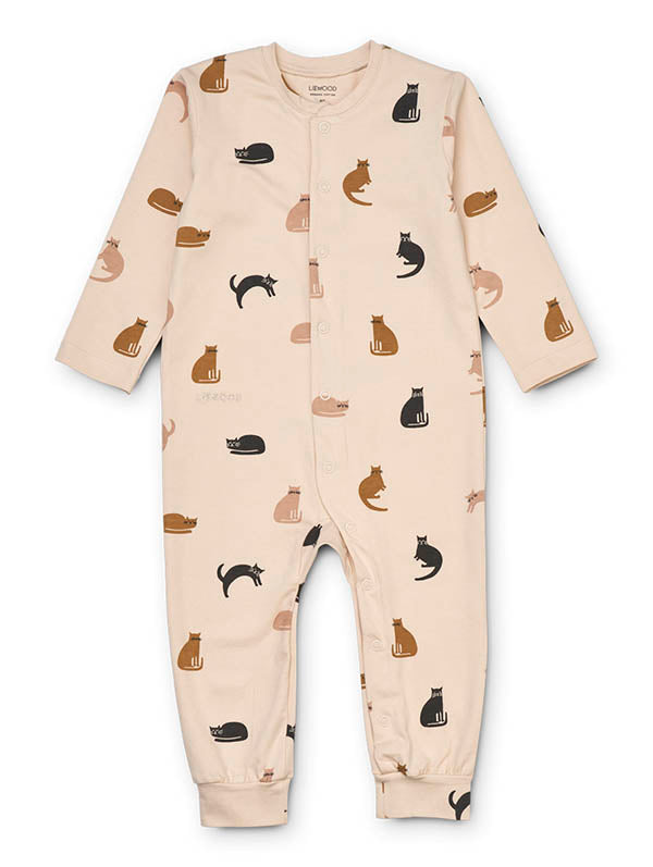 Birk Printed Pyjamas Jumpsuit ''Miauw / Apple Blossom Mix''