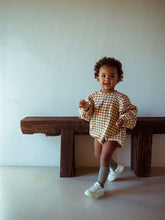 Load image into Gallery viewer, Amber Check Puff Overall
