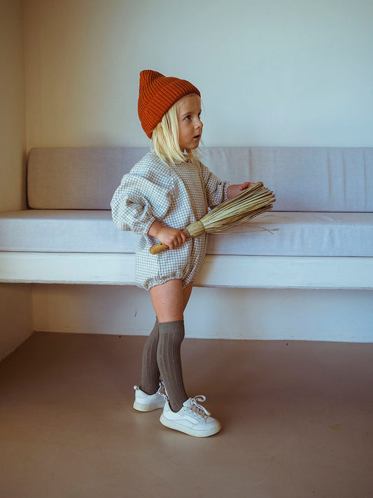 Silber karierter Puff-Overall 92-98 / 2 - 3 Jahre