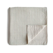 Load image into Gallery viewer, Swaddle Organic Muslin Cloth &#39;&#39;Sage Stripe&#39;&#39;
