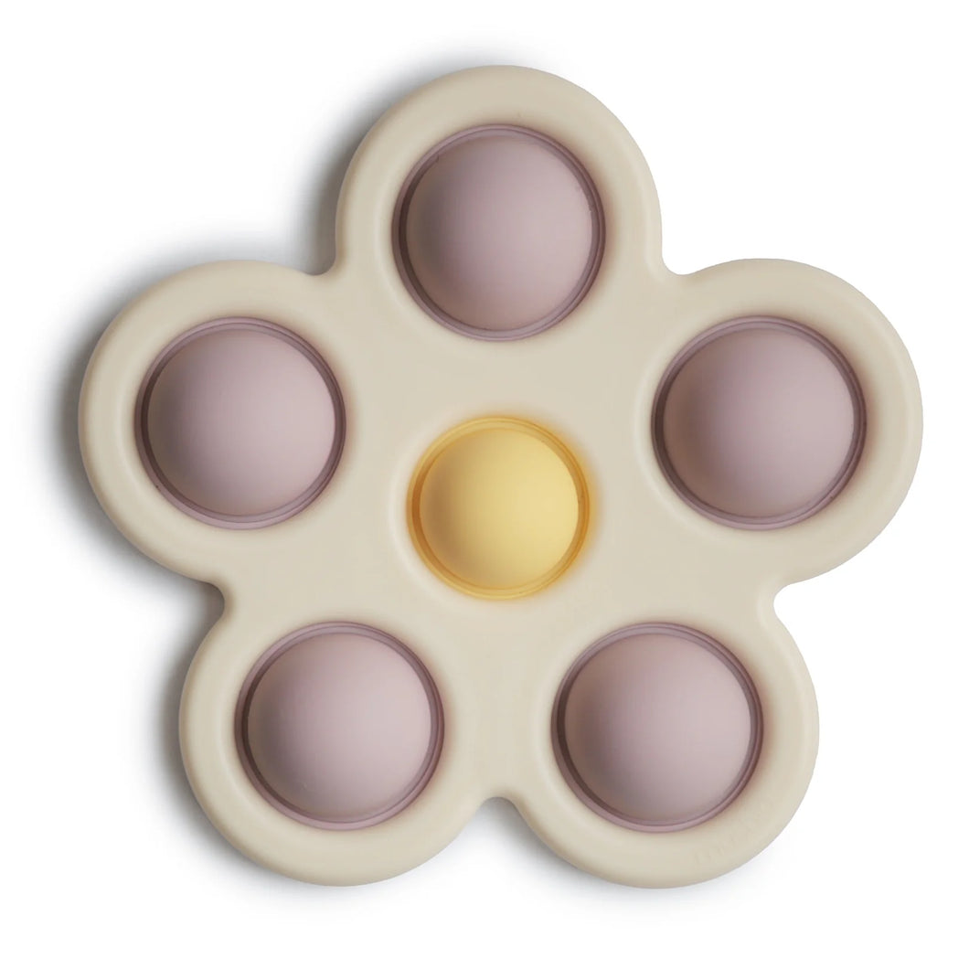 Mushie Flower Press Toy ''Soft Lilac, Daffodil, Ivory''