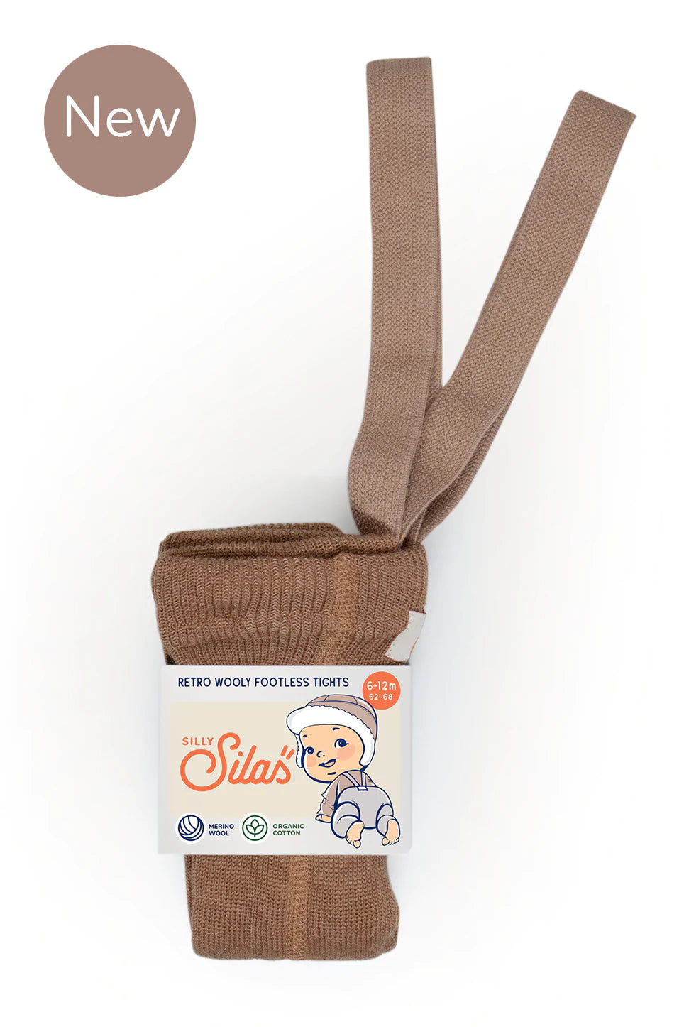Wollige Strumpfhose ohne Fuß ''Cappuccino Brown''