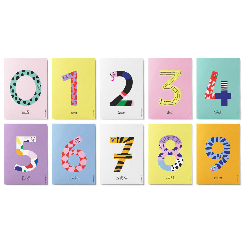 ''Number'' Postcard, Multicolour