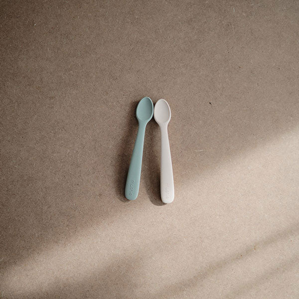 Silikon-Babylöffel-Set ''Cambridge Blue / Shifting Sand''