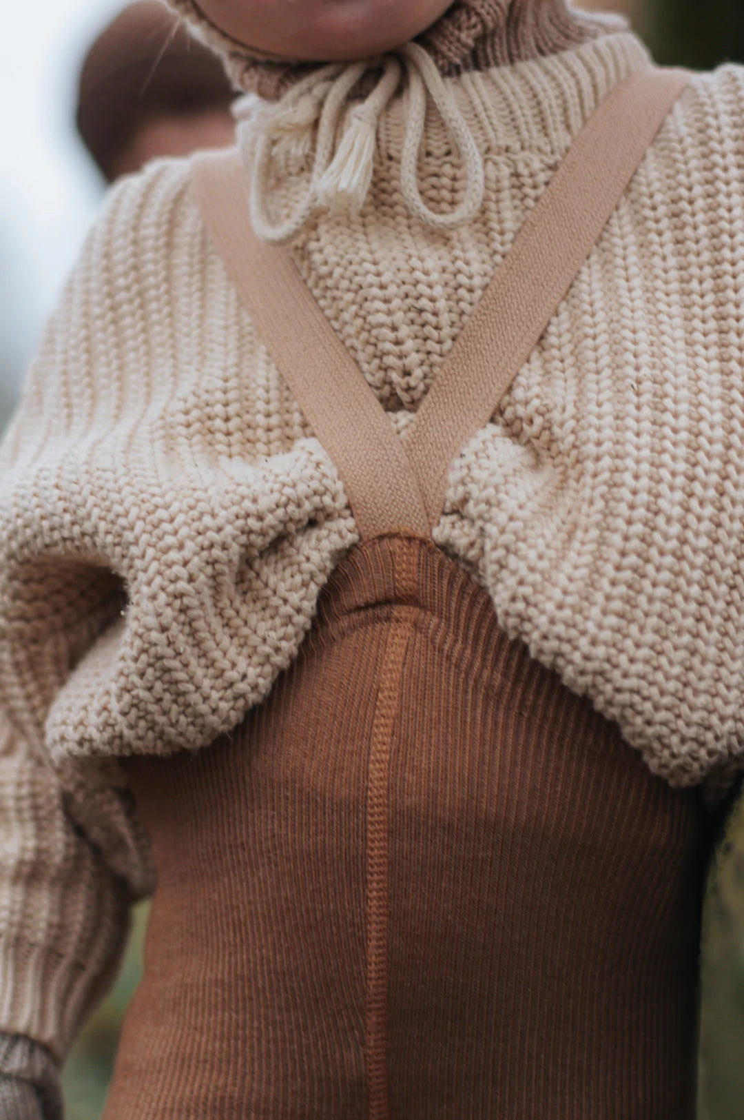 Wollige Strumpfhose ohne Fuß ''Cappuccino Brown''