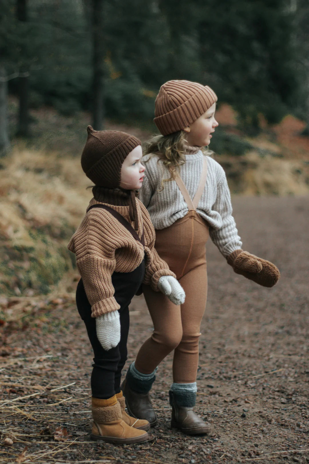 Wollige Strumpfhose ohne Fuß ''Cappuccino Brown''