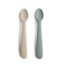 Load image into Gallery viewer, Silicone Baby Feeding Spoon Set &#39;&#39;Cambridge Blue / Shifting Sand&#39;&#39;
