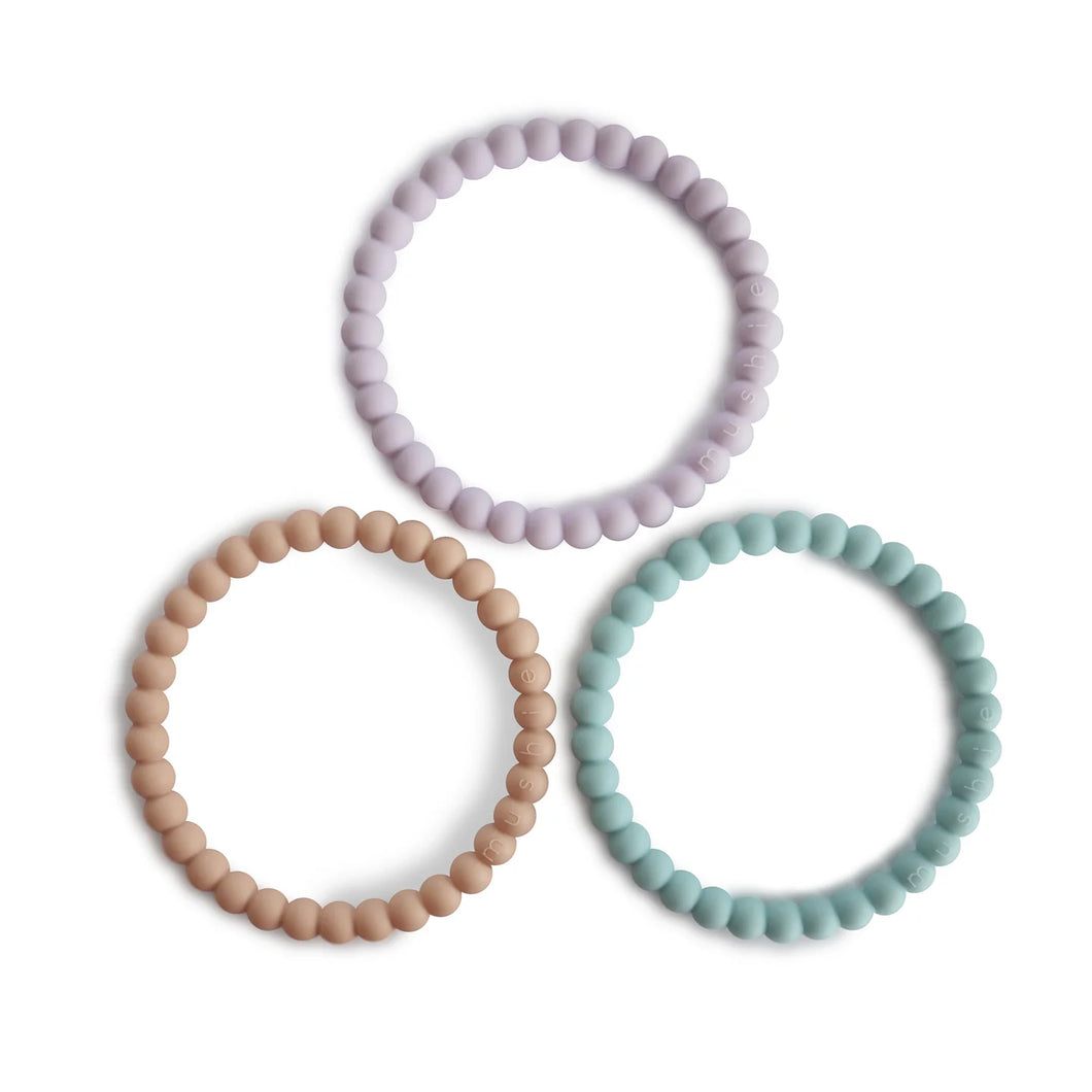 Pearl Teether Bracelet ''Lilac, Cyan, Soft Peach''