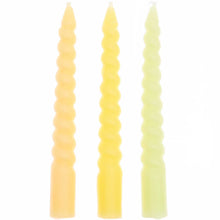 Load image into Gallery viewer, Spiral Candles &#39;&#39;Smokey Yellow Mix&#39;&#39;, Set of 10
