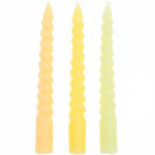 Load image into Gallery viewer, Spiral Candles &#39;&#39;Smokey Yellow Mix&#39;&#39;, Set of 10
