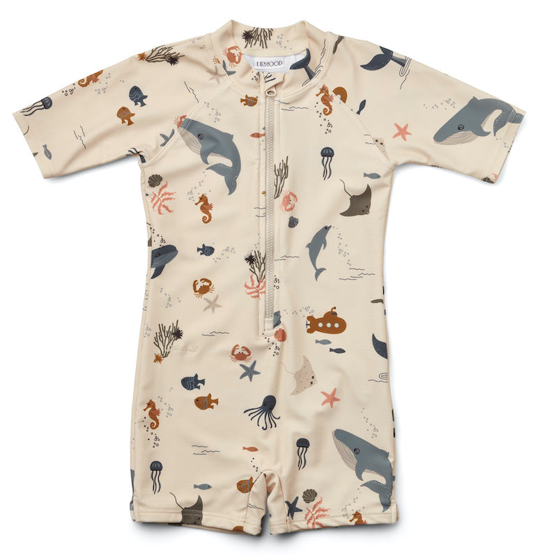 UV Swim Jumpsuit ''Sea Creature / Sandy Mix'', Size 110