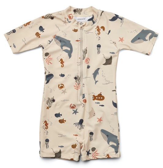 UV Swim Jumpsuit ''Sea Creature / Sandy Mix'', Size 110